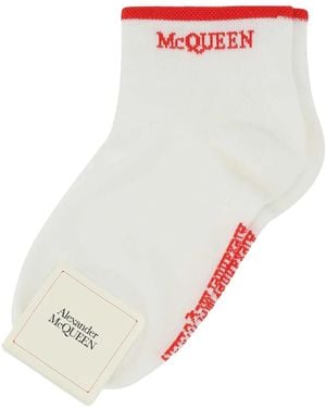 McQueen Logo Intarsia-Knit Socks - Natural