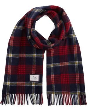 Tommy Hilfiger Check-Pattern Fringed Wool Scarf - Purple
