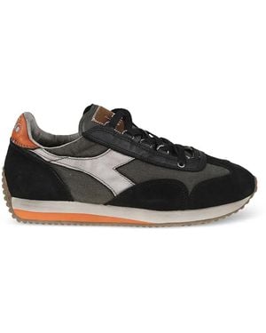 Diadora Equipe Dirty Sw Evo Suede-Panelled Sneakers - Black