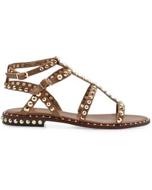 Ash Stud-Embellished Leather Sandals - Brown