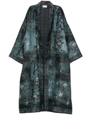 Pierre Louis Mascia Floral-Print Silk Kimono - Blue