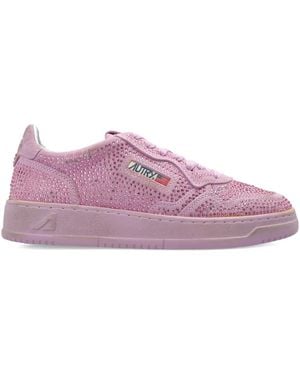 Autry Suede Crustal-Embellished Sneakers - Purple