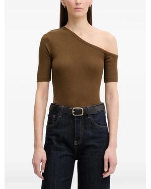 Sessun Soline One-Shoulder Ribbed Top - Black