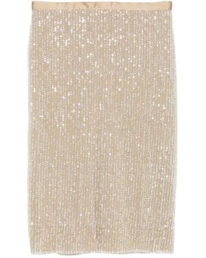 Ami Paris Sequin-Embellished Pencil Midi Skirt - Natural