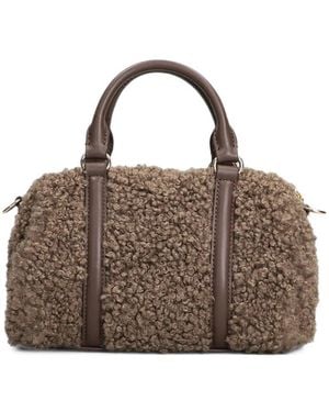 Lancaster Moumoute Shearling-Effect Tote Bag - Brown