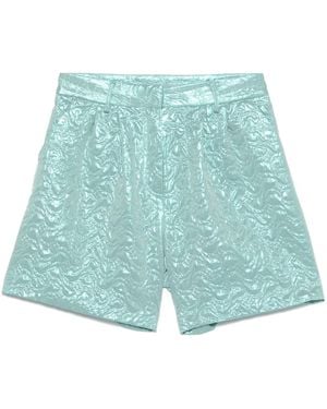 ..,merci Lamé-Effect Shorts - Blue