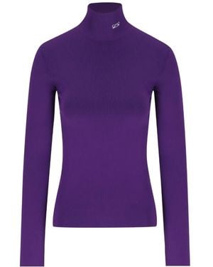 Loewe Jersey Con Anagrama Bordado Y Cuello Alto - Morado