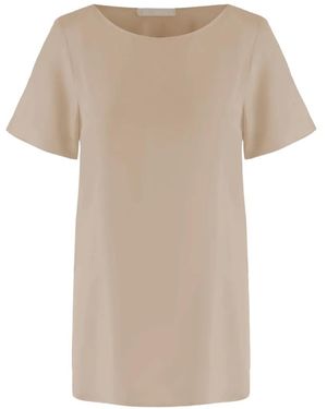 Allude Side Slits Silk T-Shirt - Natural