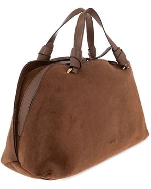 Neous Handle Suede Tote Bag - Brown