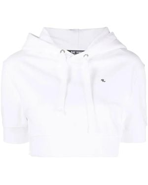 Raf Simons Short-Sleeve Cropped Hoodie - White