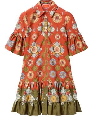 La DoubleJ Floral-Print Ruffled Dress - Orange