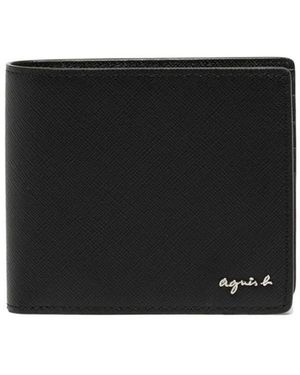 agnès b. Logo-Plaque Leather Wallet - Black