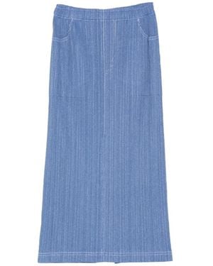 Pleats Please Issey Miyake Falda Vaquera Con Pliegues - Azul