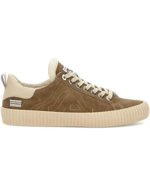 Springa Suede Embroidered Trainers - Brown