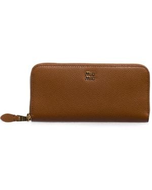 Miu Miu Logo-Appliqué Wallet - Brown