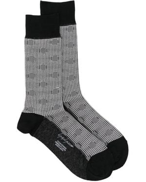Yohji Yamamoto Houndstooth-Pattern Socks - Black