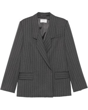 Sportmax Pinstripe-Pattern Double-Breasted Jacket - Black