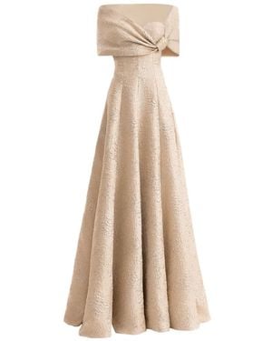 Gemy Maalouf Robe En Jacquard À Épaules Dénudées - Natural