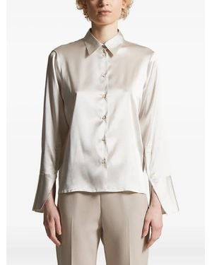 Peserico Satin Wide-Cuff Shirt - White