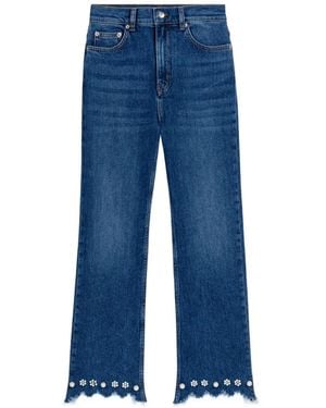 Maje Vaqueros Deshilachados Con Apliques - Azul