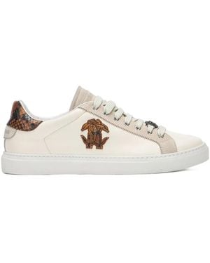 Roberto Cavalli Embroidered-Logo Trainers - Natural