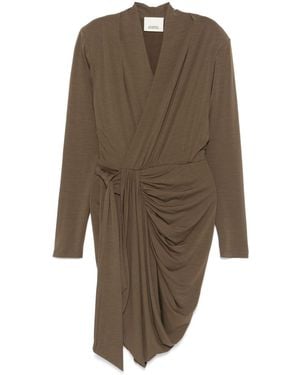 Isabel Marant Wool-Blend Wrap Midi Dress - Natural