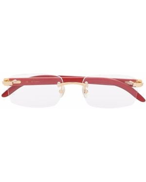 Cartier Rimless Square-Frame Glasses - Red