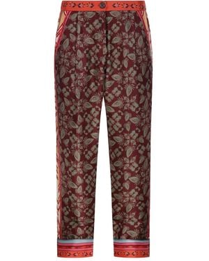 Franco Ferrari フローラル サイドストライプ パンツ - レッド