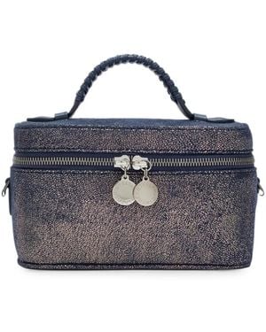Stella McCartney Falabella Metallic-Effect Braided-Handle Mini Bag - Blue