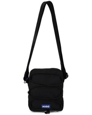 HUGO Bungee-Cord Logo-Patch Messenger Bag - Black