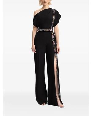 Gemy Maalouf Bead-Embellished Side-Slit Trousers - Black