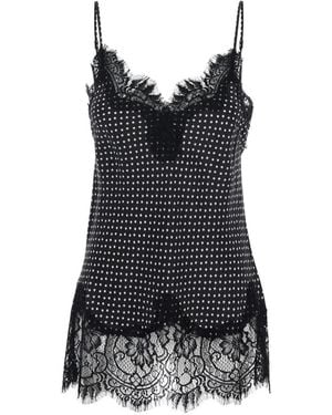 Gold Hawk Lace Star Print Camisole Top - Black