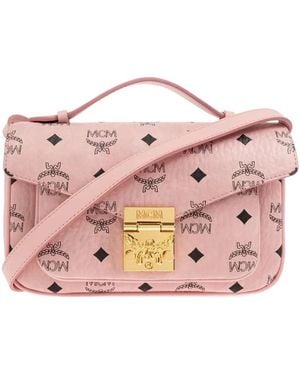 MCM Monogram Flap Crossbody Bag - Pink
