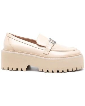 Liu Jo Forty 01 Leather Loafers - Natural