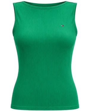Tommy Hilfiger Top Con Scollo A Barca - Verde