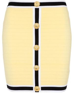 Balmain Lion Head-buttons ニットミニスカート - イエロー