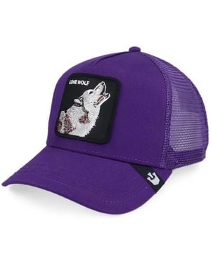 Goorin Bros Lone Wolf Patch-Detail Mesh-Panel Baseball Cap - Purple