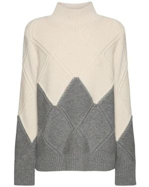 Elena Miro Stehkragen-Pullover Mit Argyle-Muster - Grau
