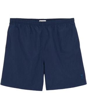 Ami Paris Bañador liso con logo - Azul