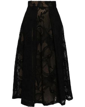 Elie Saab Embroidered Midi Skirt - Black