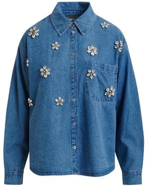 Essentiel Antwerp Chemise En Jean À Ornements Strassés - Blue
