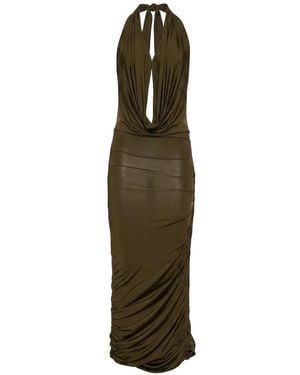 Blumarine Ruched Halterneck Maxi Dress - Green
