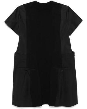 Sacai Abito Corto Con Inserti - Nero