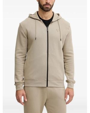 Guess Logo-Patch Zip-Up Hoodie - Natural