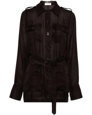 Saint Laurent Silk Muslin Saharienne Dress - Black