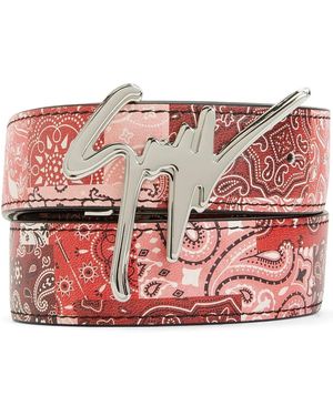 Giuseppe Zanotti ペイズリー レザーベルト - ピンク