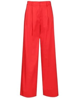 Al Duca d'Aosta Cotton Palazzo Trousers - Red