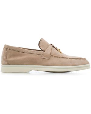 Loro Piana Summer Charms Suede Loafers - Natural