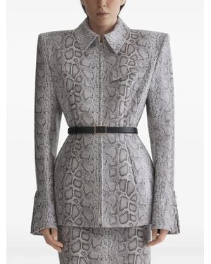 Mugler Snake-Print Zip Jacket - Gray