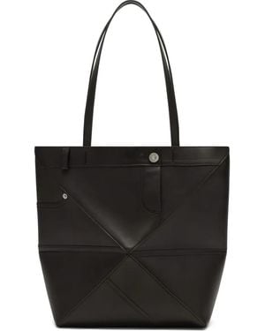 Loewe Medium Puzzle Fold Pantalon Leather Tote Bag - Black